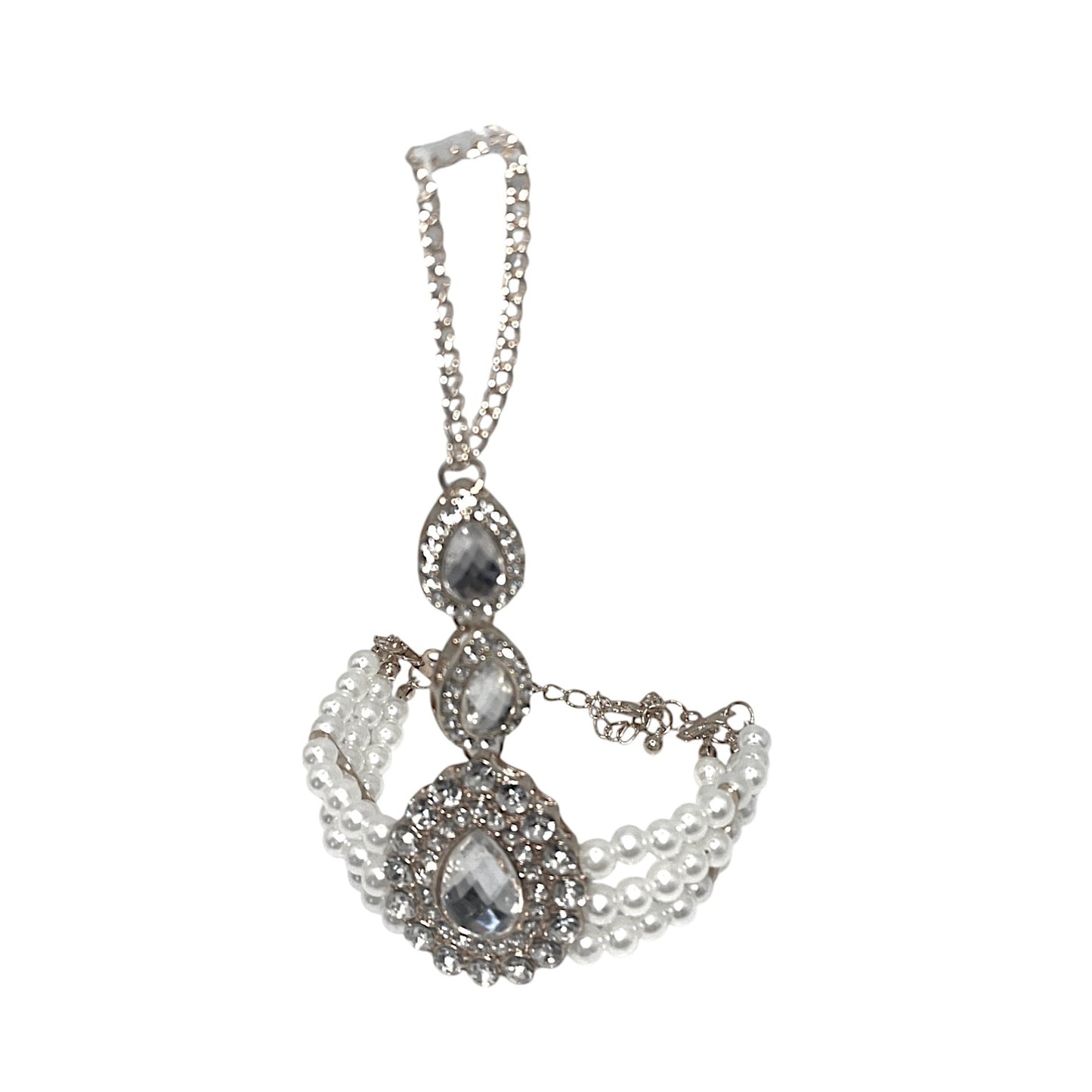 Royal Pearl Jewellery Set – Elegant Necklace & Hand Chain Bracelet for Special Occasions