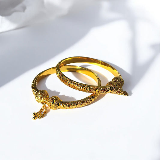 Golden Fortune Gold Foaming Bangles (Pair) – A symbol of prosperity and positive energy, perfect for special occasions
