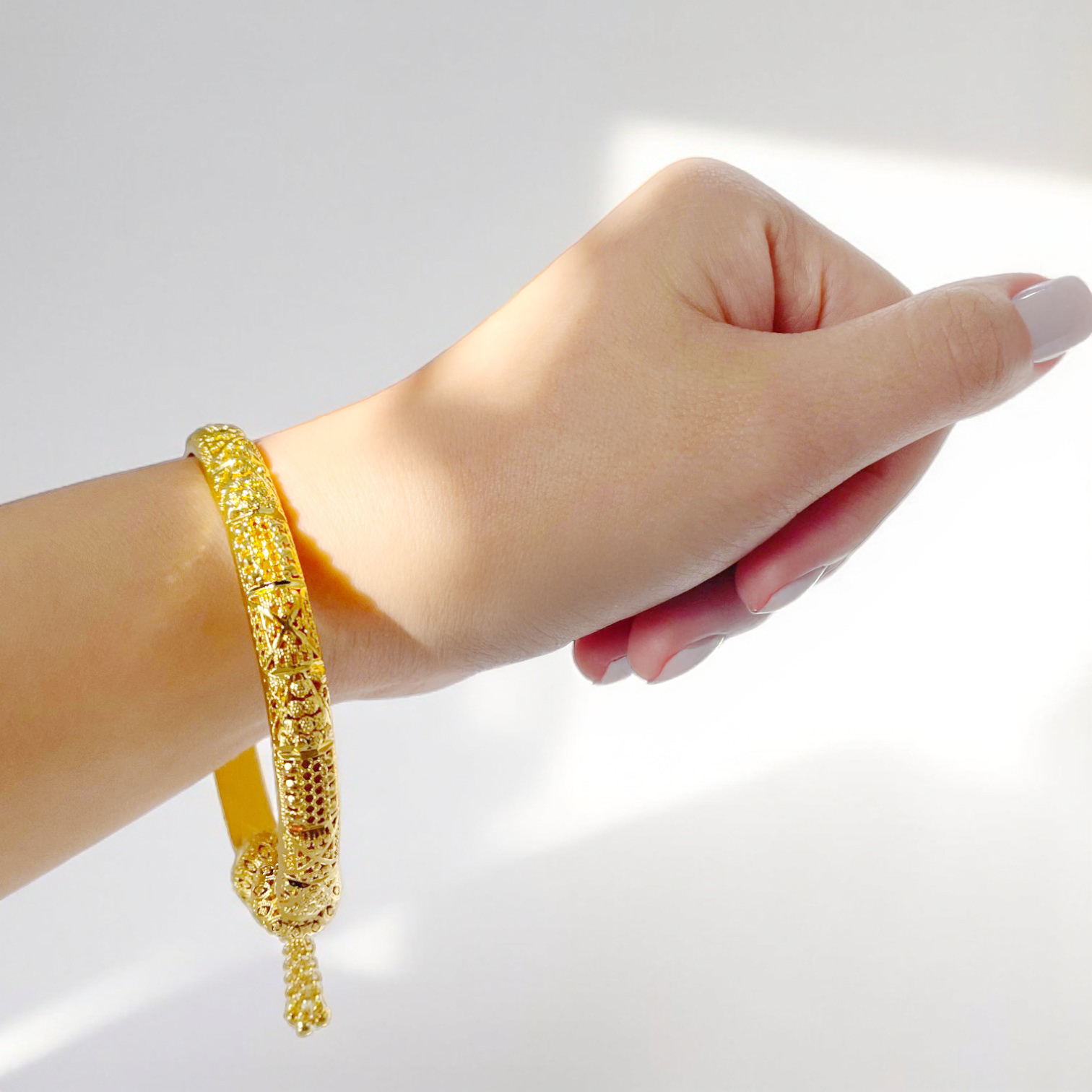 Golden Fortune Gold Foaming Bangles (Pair) – A symbol of prosperity and positive energy, perfect for special occasions