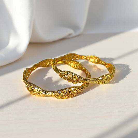 Golden Vine Gold Forming Bangle – Elegant Artificial Gold-Plated Bangle with Intricate Detailing